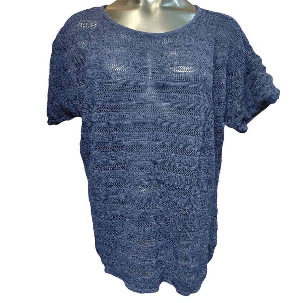 Coldwater Creek Women's navy Blue Knit T-Shirt Top XL (16)